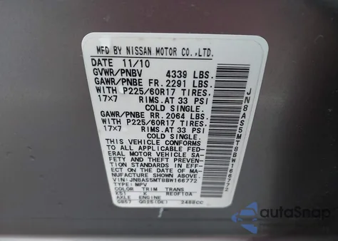 2011 Nissan Rogue Sv z USA, uszkodzony, nr VIN JN8AS5MT8BW166772